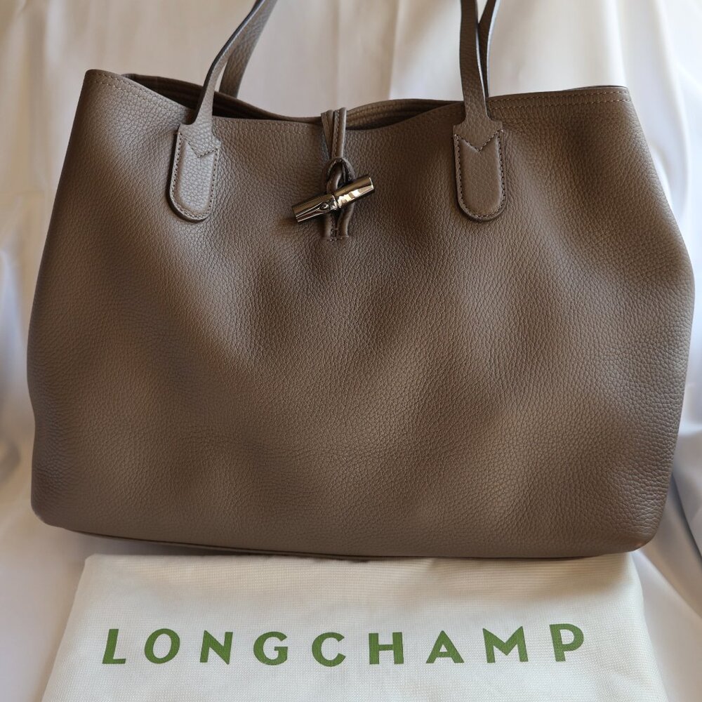 Longchamp Roseau Essential Mid Leather Tote - Color Clay - Preloved